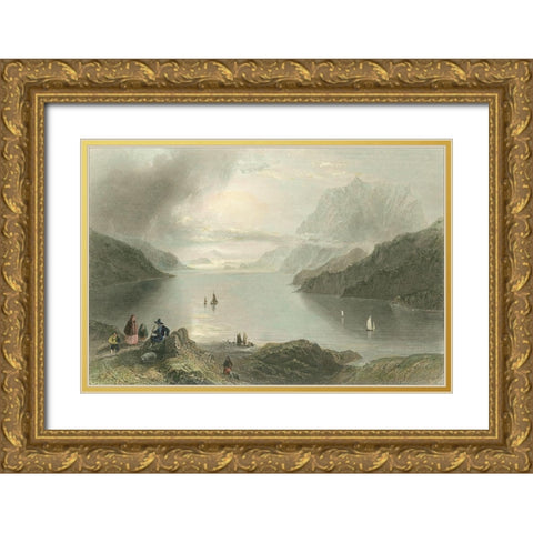 Pastoral Riverscape IV Gold Ornate Wood Framed Art Print with Double Matting by Bartlett, William H.