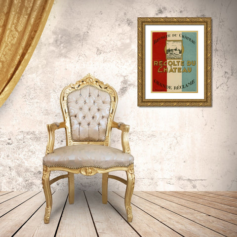Recolte Du Chateau Gold Ornate Wood Framed Art Print with Double Matting by Unknown