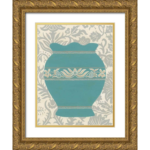 Pottery Patterns IV Gold Ornate Wood Framed Art Print with Double Matting by Vess, June Erica
