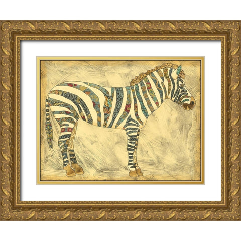 Royal Zebra Gold Ornate Wood Framed Art Print with Double Matting by Zarris, Chariklia