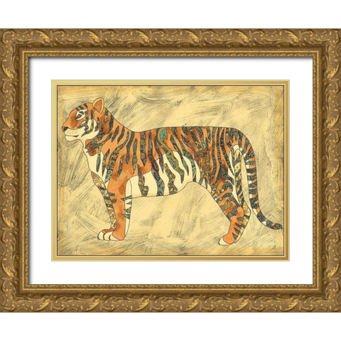 Royal Tiger Gold Ornate Wood Framed Art Print with Double Matting by Zarris, Chariklia
