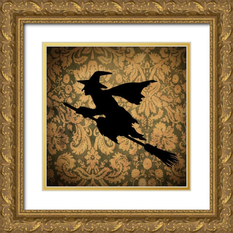 Witch and Damask Gold Ornate Wood Framed Art Print with Double Matting by Vision Studio