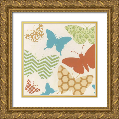 Butterfly Patterns I Gold Ornate Wood Framed Art Print with Double Matting by Vess, June Erica