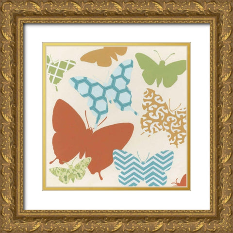 Butterfly Patterns II Gold Ornate Wood Framed Art Print with Double Matting by Vess, June Erica
