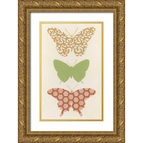 Butterfly Patterns III Gold Ornate Wood Framed Art Print with Double Matting by Vess, June Erica