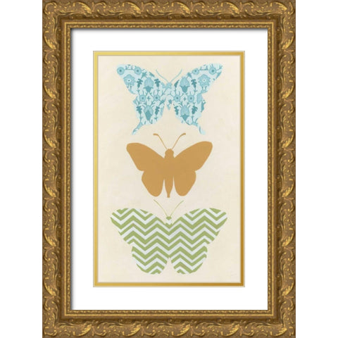 Butterfly Patterns IV Gold Ornate Wood Framed Art Print with Double Matting by Vess, June Erica