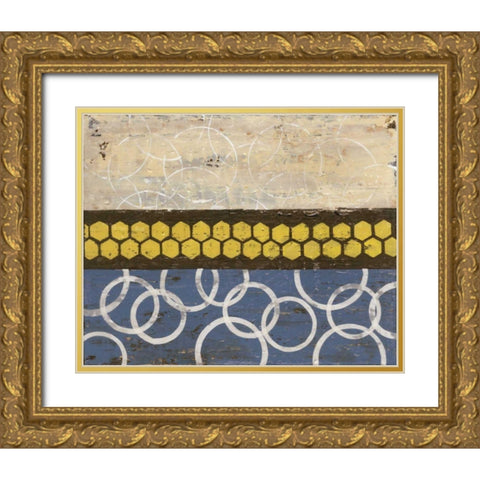 Honey Comb Abstract I Gold Ornate Wood Framed Art Print with Double Matting by Avondet, Natalie