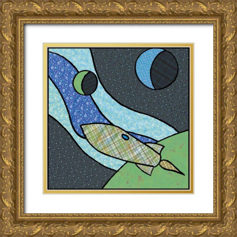 Patchwork Planets I Gold Ornate Wood Framed Art Print with Double Matting by Swinford, Charles