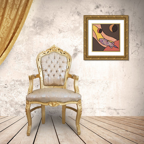 Patchwork Planets II Gold Ornate Wood Framed Art Print with Double Matting by Swinford, Charles