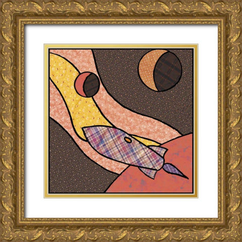 Patchwork Planets II Gold Ornate Wood Framed Art Print with Double Matting by Swinford, Charles