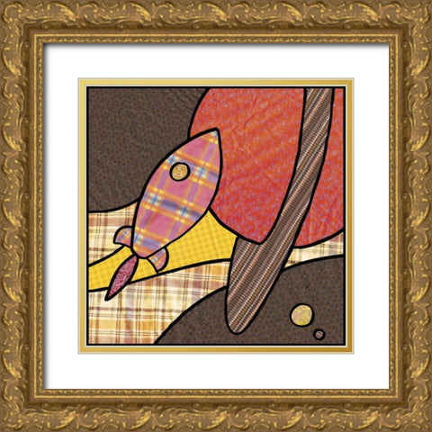 Patchwork Planets IV Gold Ornate Wood Framed Art Print with Double Matting by Swinford, Charles