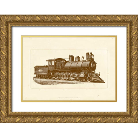 Train Engine I Gold Ornate Wood Framed Art Print with Double Matting by Unknown
