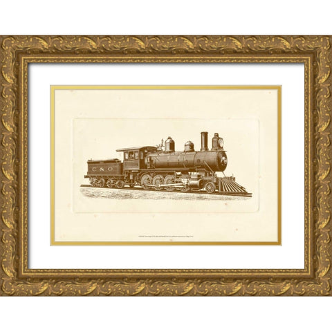 Train Engine II Gold Ornate Wood Framed Art Print with Double Matting by Unknown