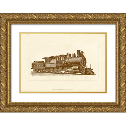 Train Engine III Gold Ornate Wood Framed Art Print with Double Matting by Unknown