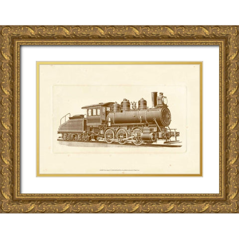 Train Engine IV Gold Ornate Wood Framed Art Print with Double Matting by Unknown