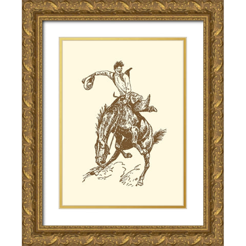 Small Cowboy Gold Ornate Wood Framed Art Print with Double Matting by Vision Studio