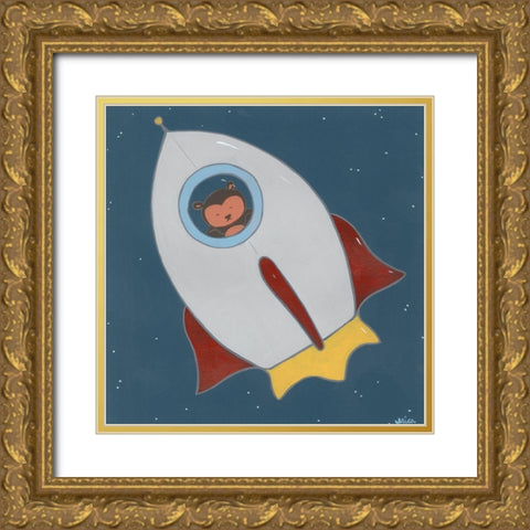 Monkeys in Space II Gold Ornate Wood Framed Art Print with Double Matting by Vess, June Erica