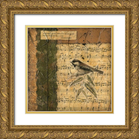 Bird Melody I Gold Ornate Wood Framed Art Print with Double Matting by Slocum, Nancy