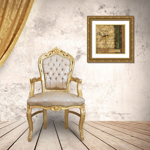 Bird Melody II Gold Ornate Wood Framed Art Print with Double Matting by Slocum, Nancy