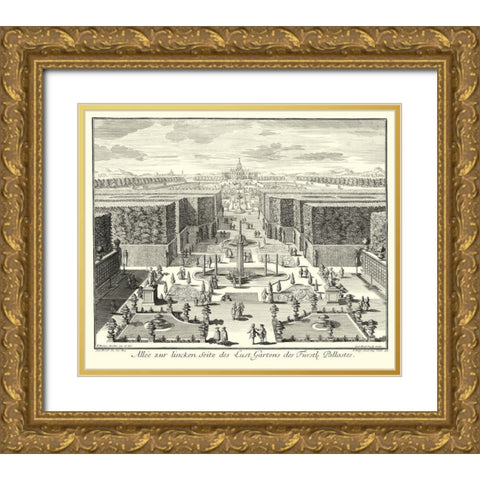 Fountains of Versailles I Gold Ornate Wood Framed Art Print with Double Matting by Decker