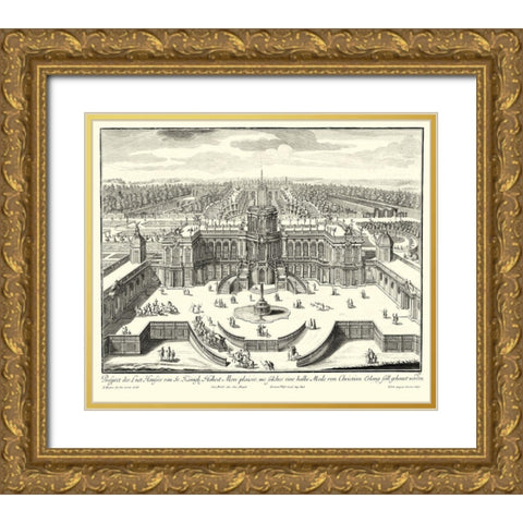 Fountains of Versailles II Gold Ornate Wood Framed Art Print with Double Matting by Decker