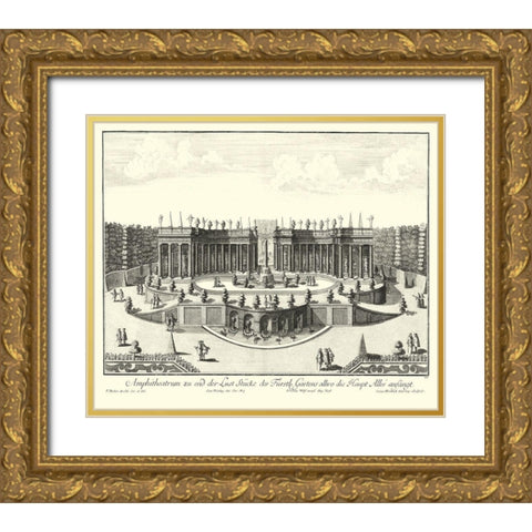 Fountains of Versailles III Gold Ornate Wood Framed Art Print with Double Matting by Decker