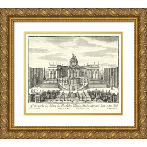 Fountains of Versailles IV Gold Ornate Wood Framed Art Print with Double Matting by Decker