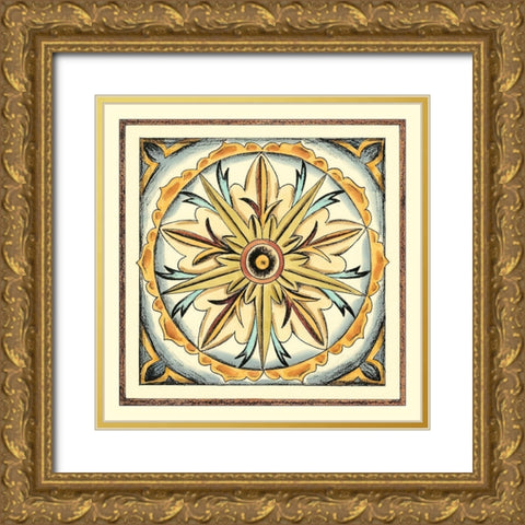 Crackled Cloisonne Tile I Gold Ornate Wood Framed Art Print with Double Matting by Zarris, Chariklia