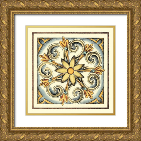 Crackled Cloisonne Tile II Gold Ornate Wood Framed Art Print with Double Matting by Zarris, Chariklia