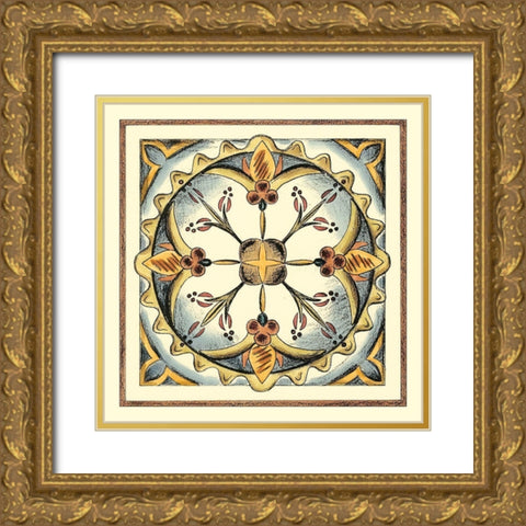 Crackled Cloisonne Tile III Gold Ornate Wood Framed Art Print with Double Matting by Zarris, Chariklia
