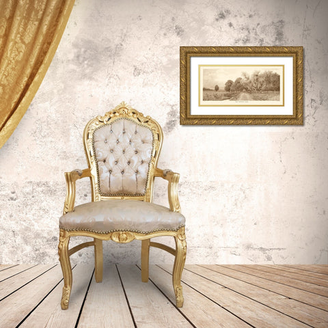 The Country Road Sepia Gold Ornate Wood Framed Art Print with Double Matting by Eaton, C. Harry