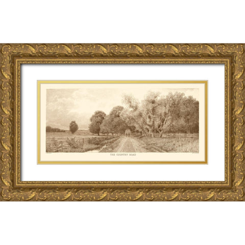 The Country Road Sepia Gold Ornate Wood Framed Art Print with Double Matting by Eaton, C. Harry