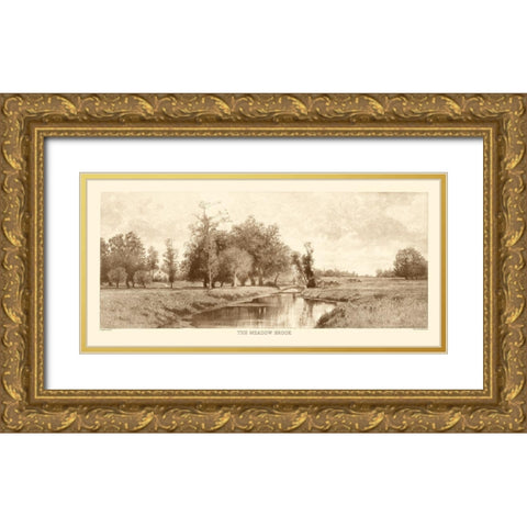 The Meadow Brook Sepia Gold Ornate Wood Framed Art Print with Double Matting by Eaton, C. Harry