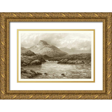 A Tight Line Gold Ornate Wood Framed Art Print with Double Matting by Adams, Douglas