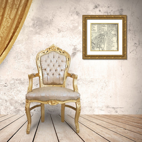 City of Rome Grid III Gold Ornate Wood Framed Art Print with Double Matting by Vision Studio