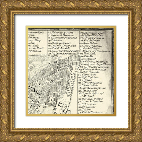 City of Rome Grid III Gold Ornate Wood Framed Art Print with Double Matting by Vision Studio