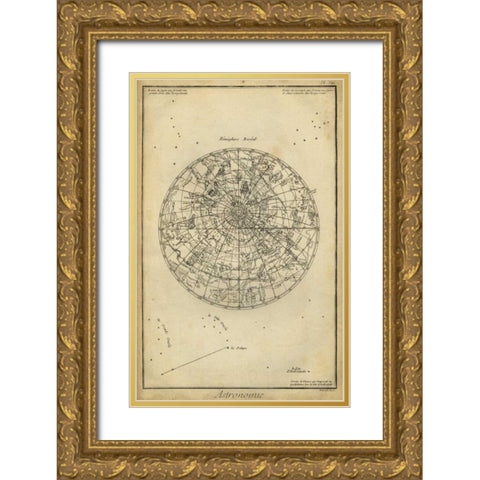 Antique Astronomy Chart I Gold Ornate Wood Framed Art Print with Double Matting by Diderot, Denis