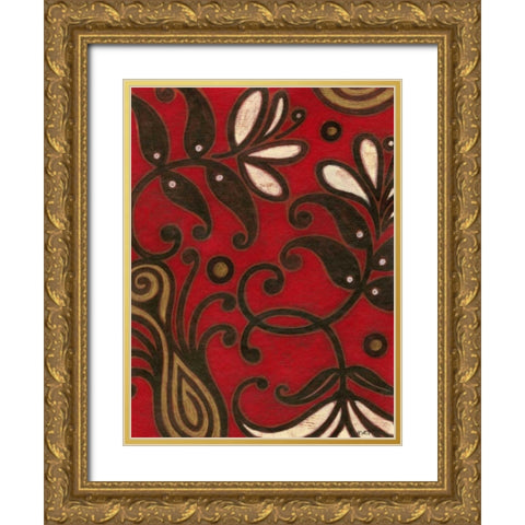Scarlet Textile II Gold Ornate Wood Framed Art Print with Double Matting by Wyatt Jr., Norman