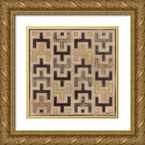 Antique Mudcloth I Gold Ornate Wood Framed Art Print with Double Matting by Wyatt Jr., Norman