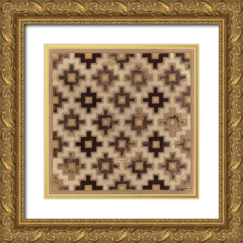 Antique Mudcloth II Gold Ornate Wood Framed Art Print with Double Matting by Wyatt Jr., Norman