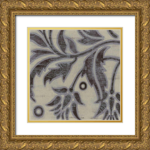 Iris Woodcut I Gold Ornate Wood Framed Art Print with Double Matting by Wyatt Jr., Norman