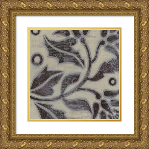 Iris Woodcut II Gold Ornate Wood Framed Art Print with Double Matting by Wyatt Jr., Norman