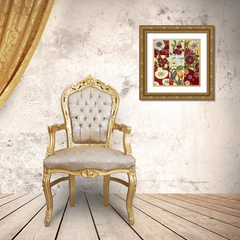Woodblock Menagerie Gold Ornate Wood Framed Art Print with Double Matting by Deans, Karen