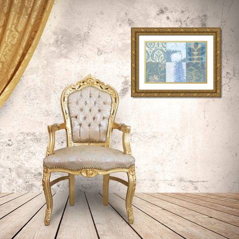 Blue Textures I Gold Ornate Wood Framed Art Print with Double Matting by Vision Studio