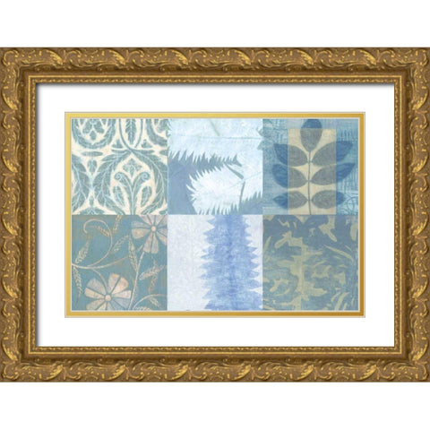 Blue Textures I Gold Ornate Wood Framed Art Print with Double Matting by Vision Studio