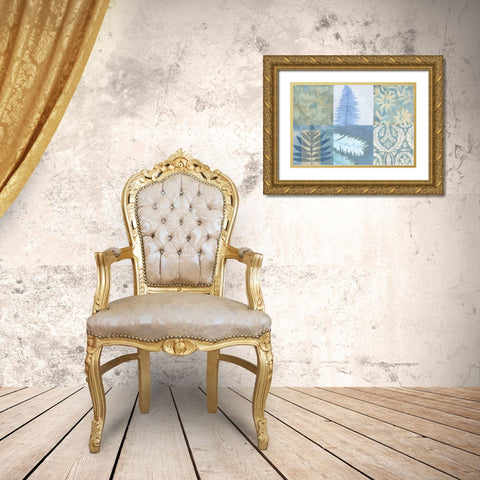 Blue Textures II Gold Ornate Wood Framed Art Print with Double Matting by Vision Studio