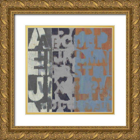 Alphabet Overlay I Gold Ornate Wood Framed Art Print with Double Matting by Vision Studio