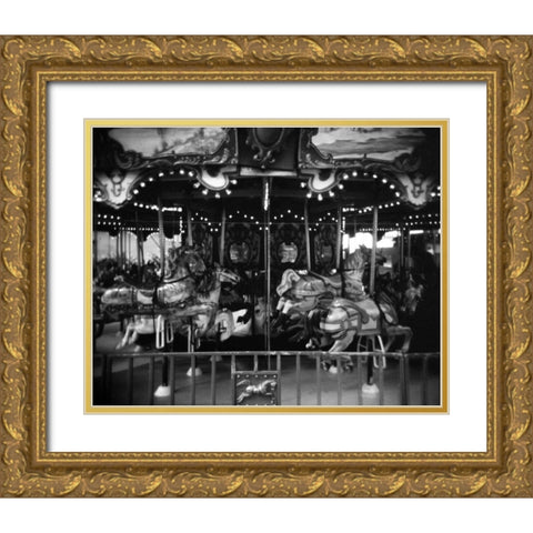 Carousel II Gold Ornate Wood Framed Art Print with Double Matting by Christensen, Jim