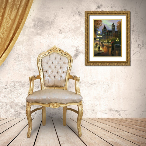 Rainy Twilight Gold Ornate Wood Framed Art Print with Double Matting by Stans, Leo