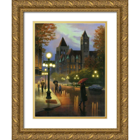 Rainy Twilight Gold Ornate Wood Framed Art Print with Double Matting by Stans, Leo